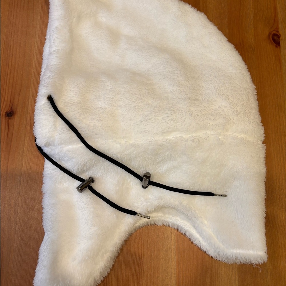 WHITE FAUX FUR BALACLAVA HOOD
